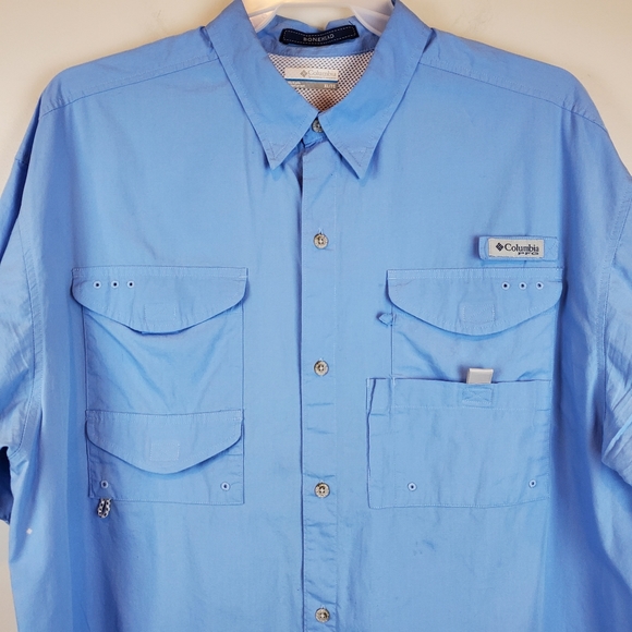 Chemise Columbia PFG Homme - Blanc, Taille L, Manches Courtes - Respirante & Anti-UV - Pêche